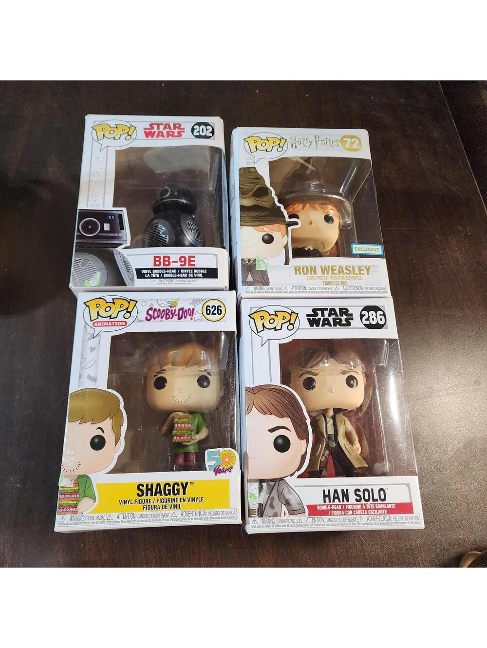 new Funko Pop Lot of 4 – Star Wars, Harry Potter, Scooby-Doo – Shaggy, Han Solo